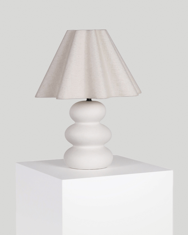 Stacked Ceramic Base Linen Shade Table Lamp