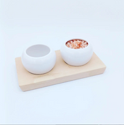 Ceramic Dipping Bowl Wood Tray Set