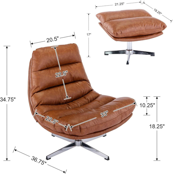 Tufted Faux Leather Swivel Chair Set – chair (view 2) | Roost & Roam