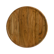 Mixed Wood Drum Side Table — back and side profile detail