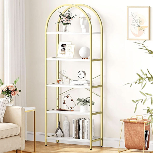 Arched Five-Tier Metal Bookcase (view 4) | Roost & Roam