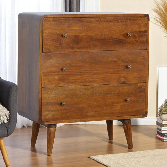 Curved Chestnut Mango Wood Dresser