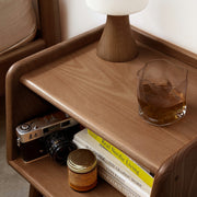 Beechwood Open-Shelf Nightstand — detail of finish and surface variation