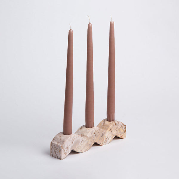 Wavy Hand-Carved Soapstone Candelabra