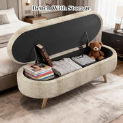 Oval Upholstered Storage Bench – ottoman (view 6) | Roost & Roam