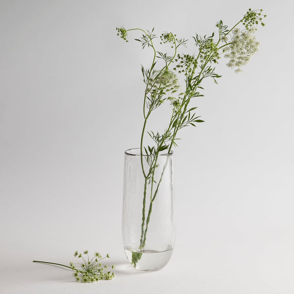 Pebbled Clear Glass Tall Vase