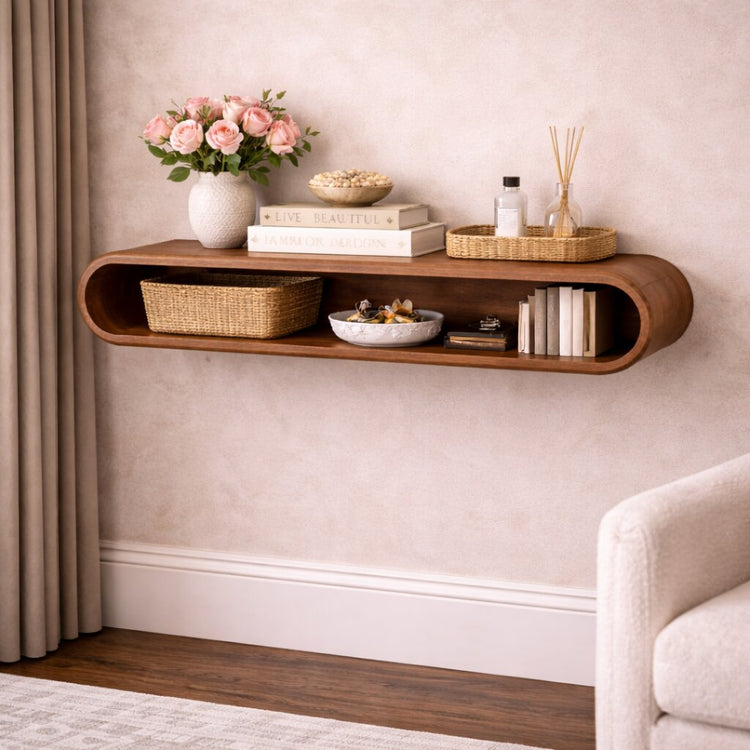 Curved Mango Wood Wall Console