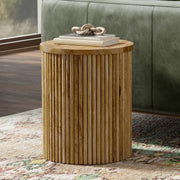 Fluted Metal Rod Round Accent Table