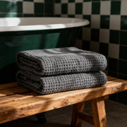 Waffle-Weave Cotton Bath Towel Set