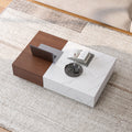 Marble-Finish Two-Tone Storage Coffee Table — Low-profile two-tone coffee table with two concealed storage drawers