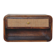 Woven Rattan Wall-Mounted Bedside Table