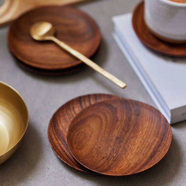 Reclaimed Teak Round Coaster Set