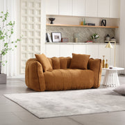 Channel-Tufted Boucle Loveseat Sofa — scale reference and proportion detail