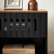 Grille-Door Mid-Century Nightstand Set — detail of finish and surface variation