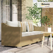 Comfortable All Weather Wicker Patio Sofa with Cushions
