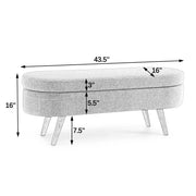 Oval Upholstered Storage Bench Wood Legs