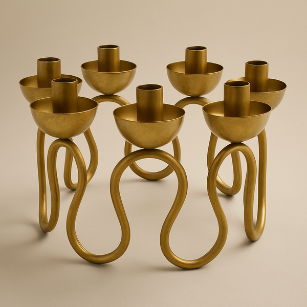 Looped Gold Metal Seven-Light Candelabrum