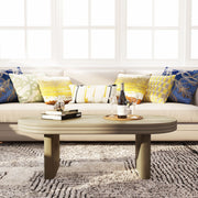 Oval Fluted Natural Wood Coffee Table