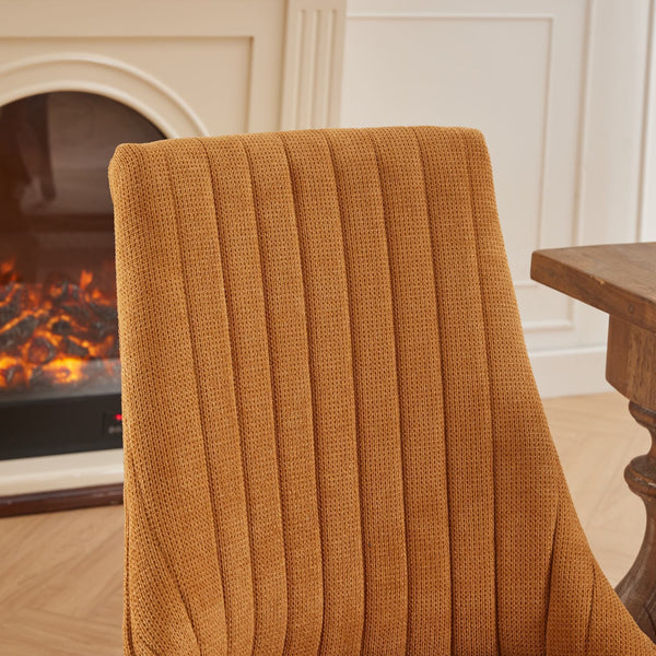 Channel-Tufted Ochre Upholstered Dining Chairs — alternate view or variant option