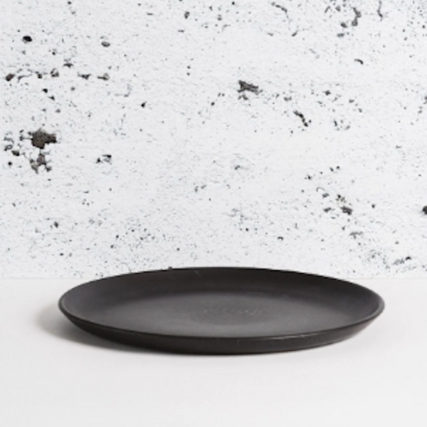 Matte Black Stoneware Dinner Plate Set