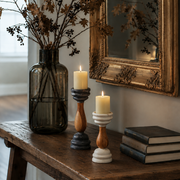 Marble and Wood Pillar Candleholder