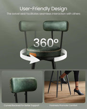 Forest Green Faux Leather Bar Stools Set of 2