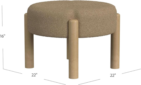 Round Boucle Upholstered Ottoman – ottoman (view 3) | Roost & Roam