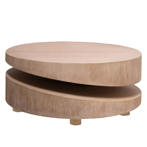 Round Rustic Natural Wood Coffee Table