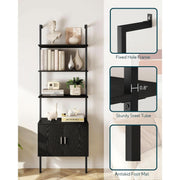 Wood-Grain Ladder Bookshelf with Cabinet – book case (view 5) | Roost & Roam
