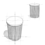 Fluted Metal Rod Round Accent Table