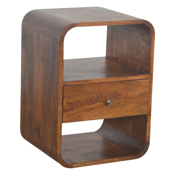 Curved Edge Mango Wood Nightstand