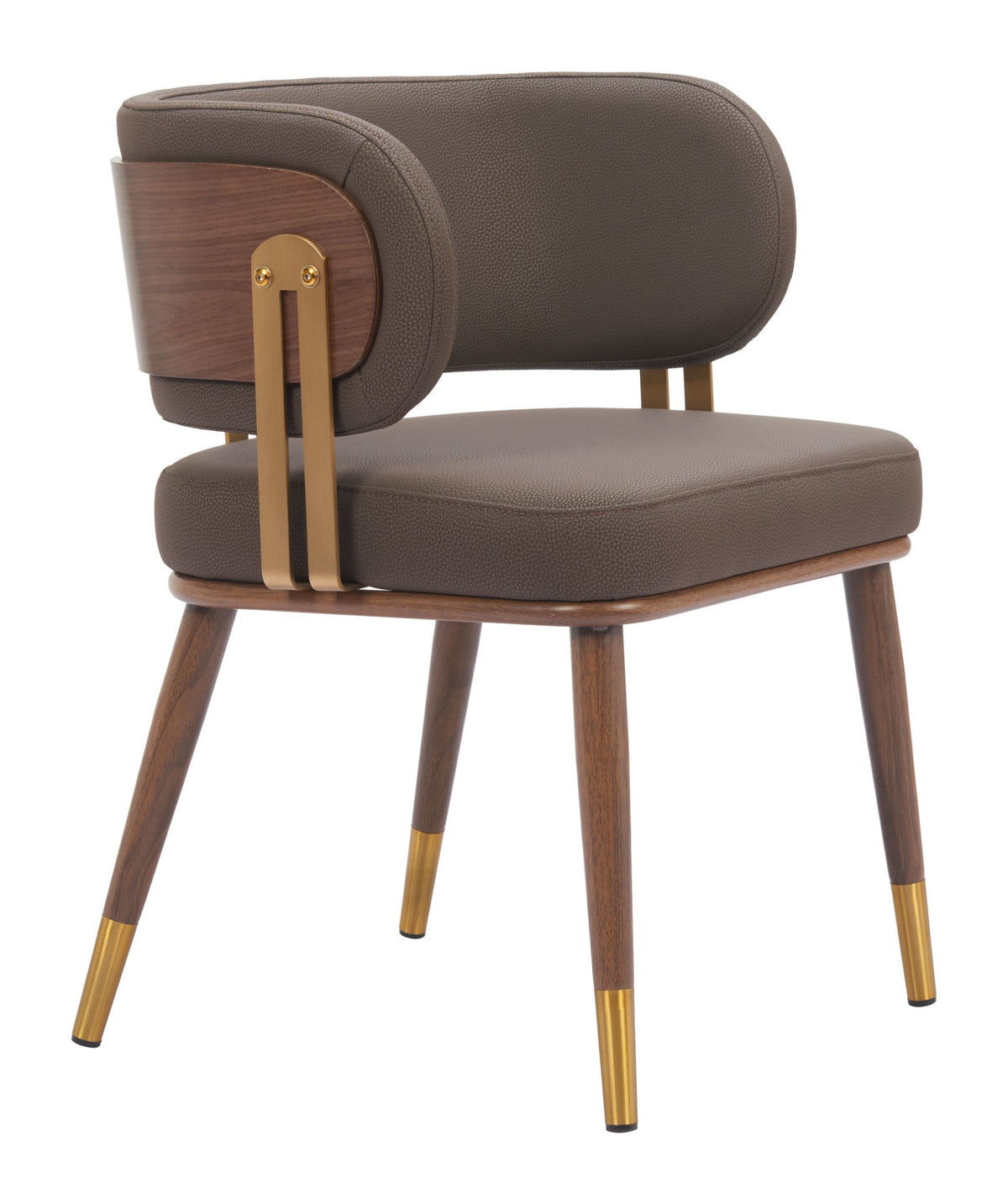 Faux Leather Dining Chair with Walnut & Gold Legs