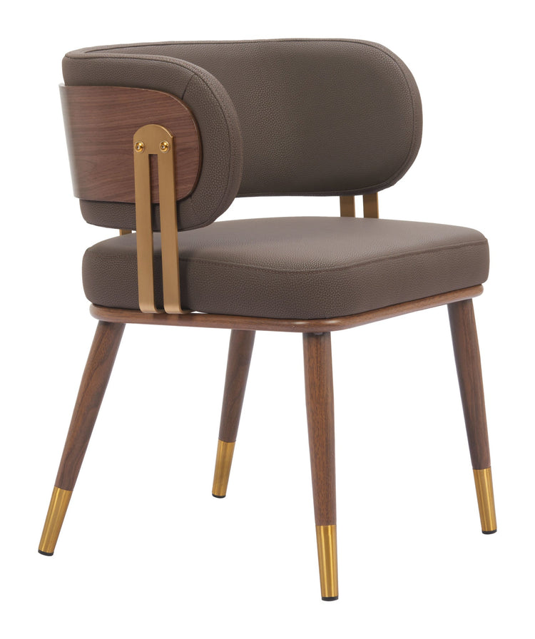 Faux Leather Dining Chair with Walnut & Gold Legs