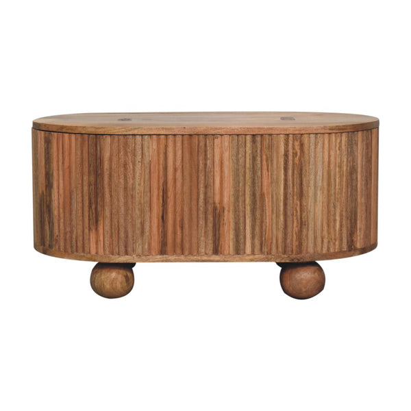 Fluted Mango Wood Oval Storage Coffee Table