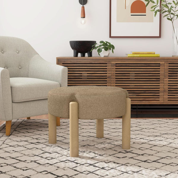 Round Boucle Upholstered Ottoman – ottoman (view 2) | Roost & Roam