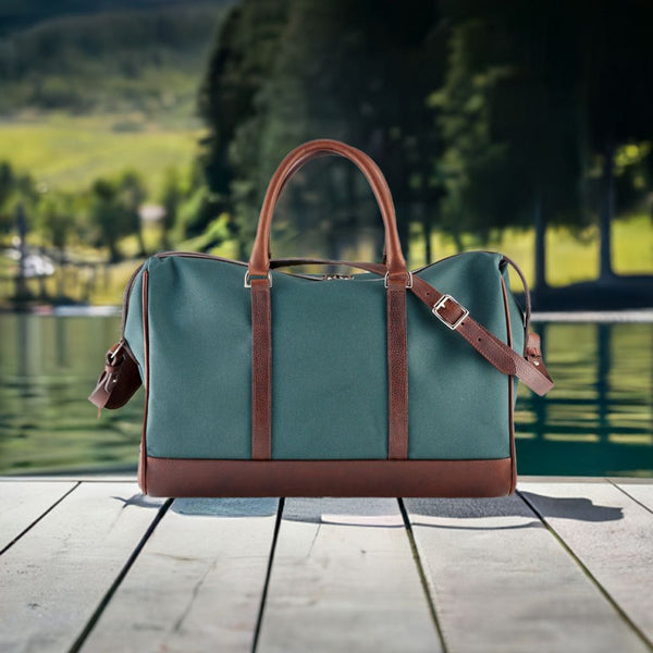 Canvas Leather-Trim Weekender Duffel