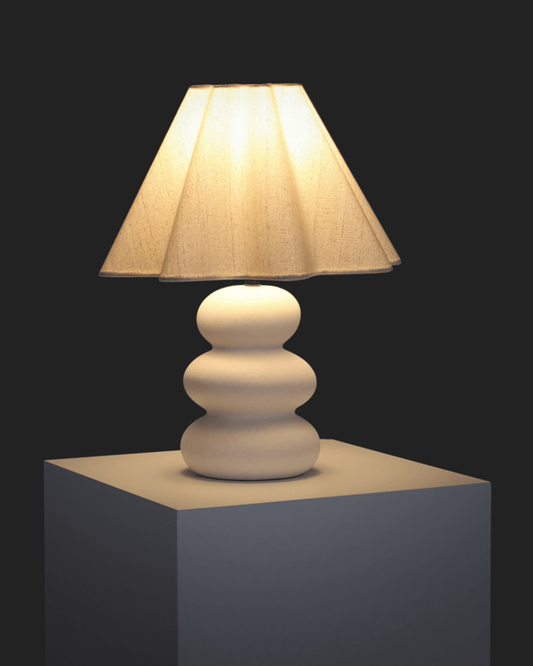 Stacked Ceramic Base Linen Shade Table Lamp