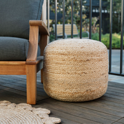 Braided Jute Round Ottoman Pouf