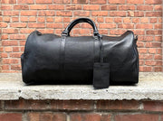 Pebbled Leather Weekender Duffel Bag