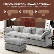 Grey Chenille L-Shaped Sectional Sofa