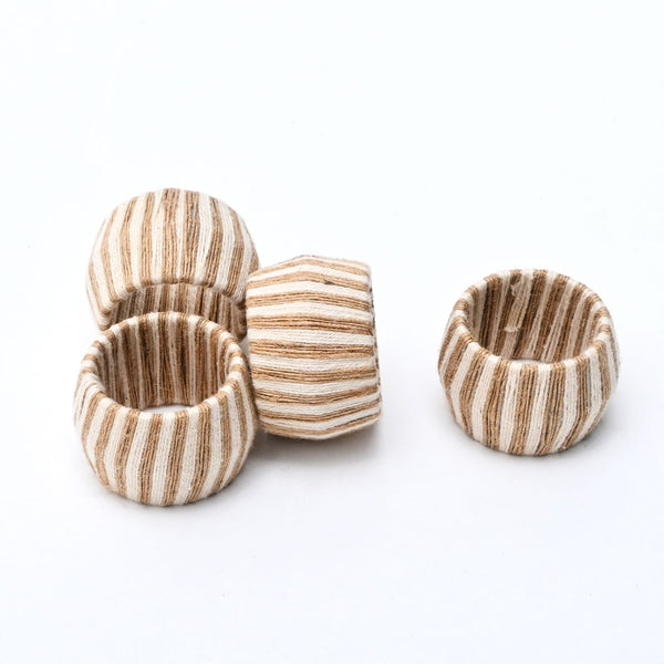 Thread-Wrapped Jute Napkin Ring Set