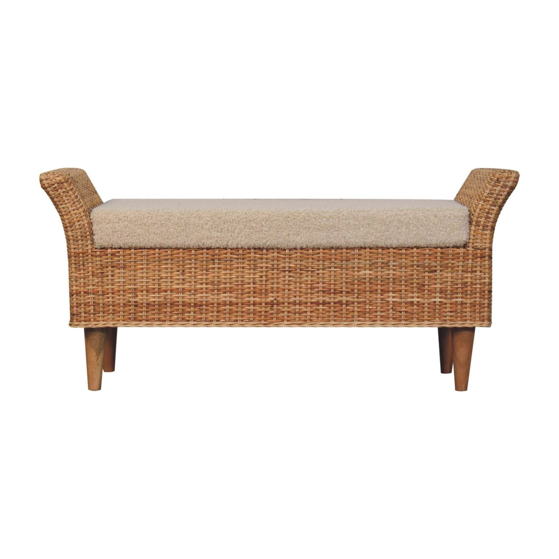Rattan Woven Boucle Bench