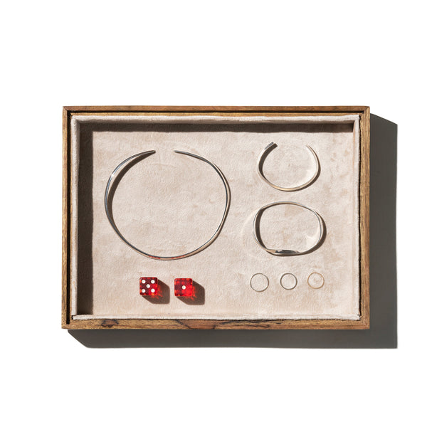 Wood-Grain Velvet-Lined Stackable Jewelry Tray