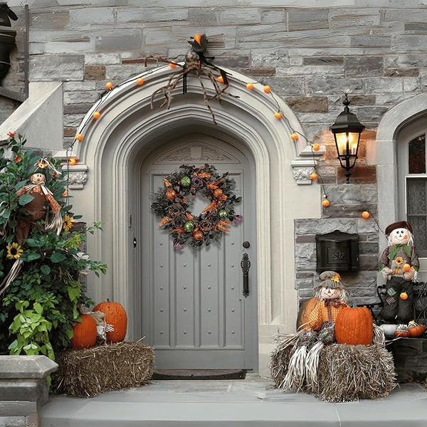 Glitter Rose Halloween Front Door Wreath