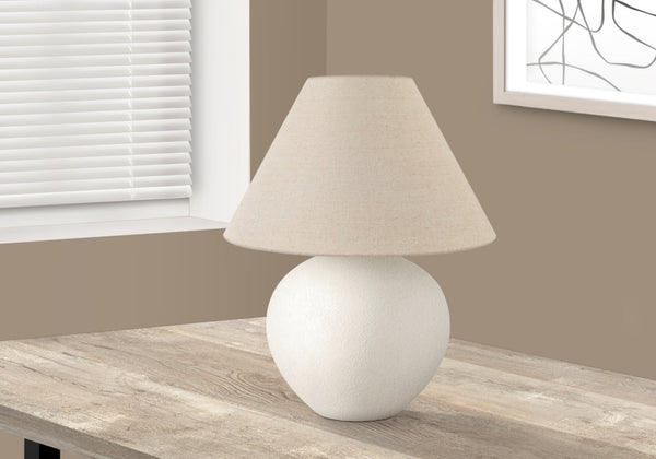 Textured Ceramic Globe Table Lamp — alternate color temperature setting
