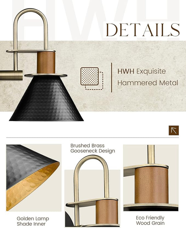 Black & Gold Gooseneck Wall Sconces, Set of 2