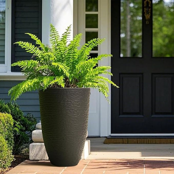 Stone-Finish Tall Planter Set
