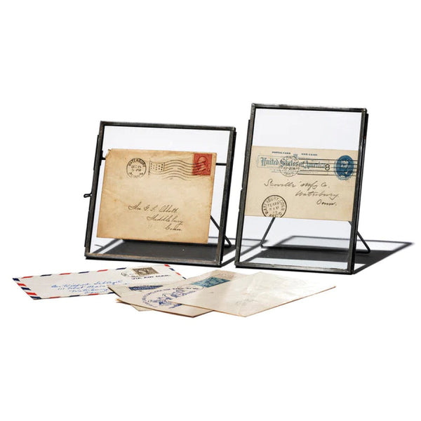 Steel and Glass Double-Sided Photo Frame
