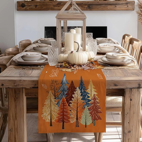 Autumn Forest Print Polyester Table Runner