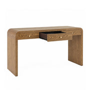 Walnut Finish Curved Console Table, 3-Drawer